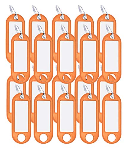 Wedo Schlüsselanhänger aus Kunststoff mit auswechselbaren Etiketten (20 Stück mit Ring/Orange)