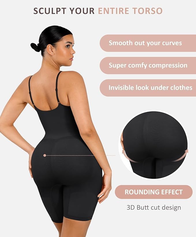 Shapewear Bodysuit Tummy Control Seamless Sculpting Butt Lifter Body Shaper for Women Black - Image 4