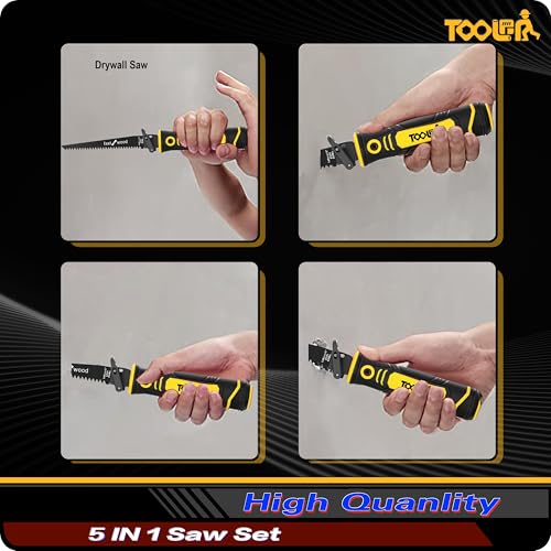 Image of 5-In-1 Multi Blades Hand Saw, 6 Inch(11T /16T) Double Edges Japanese Pull, DrywallSaw, HackSaw, Jab Saw, for Woodworking, Hard /Soft woods cutting, Metal, Blade Quick Change Mechanism.