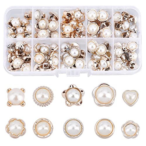 NBEADS 100 Pcs Sew in Faux Imitation Pearl Buttons
