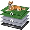 Dog Grass Pad with Tray – 41”x27” Portable Dog Litter Box with 2 Pack Hemmed Edge Artificial Grass + 2 Washable Reusable Pee Pads, Indoor Outdoor Fake Grass Pad for Dogs Potty
