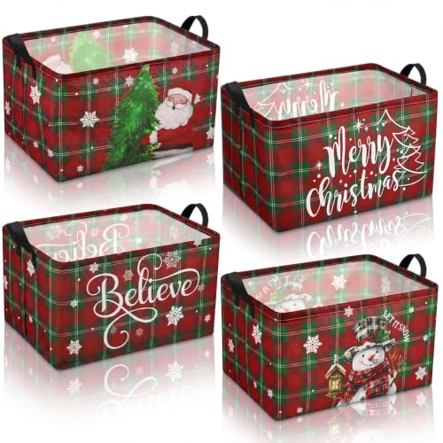 Image of Chunful 4 Pcs Christmas Storage Baskets for Gifts, Santa Claus Empty Basket