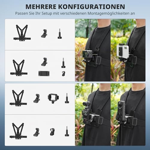 BRDRC Handy Brusthalterung for iPhone, Handy Brustgurthalter Körper Handyhalterung Kopfgurt für POV VLOG für Gopro, für DJI Osmo Pocket 3, für Insta360 X3 X4, für Samsung Zubehör