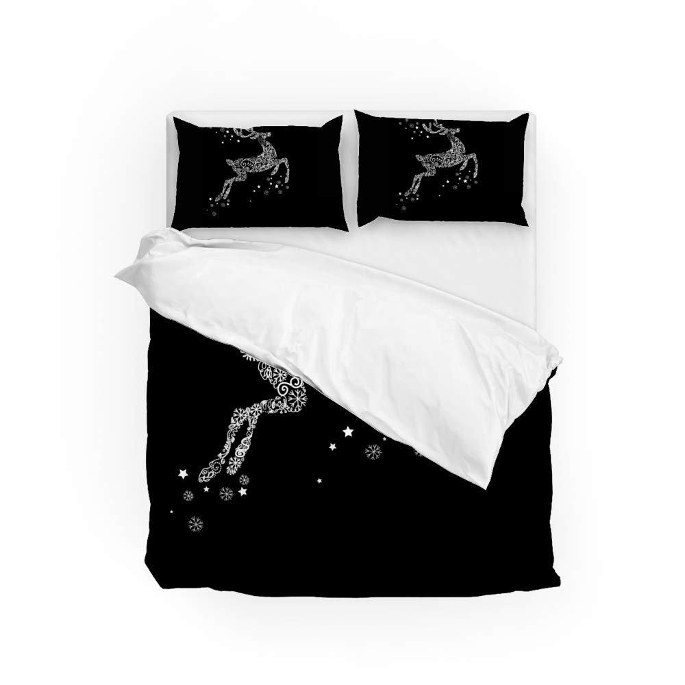 Parure de lit 3 pièces toutes saisons housse de couette motif cerf polyester lit simple