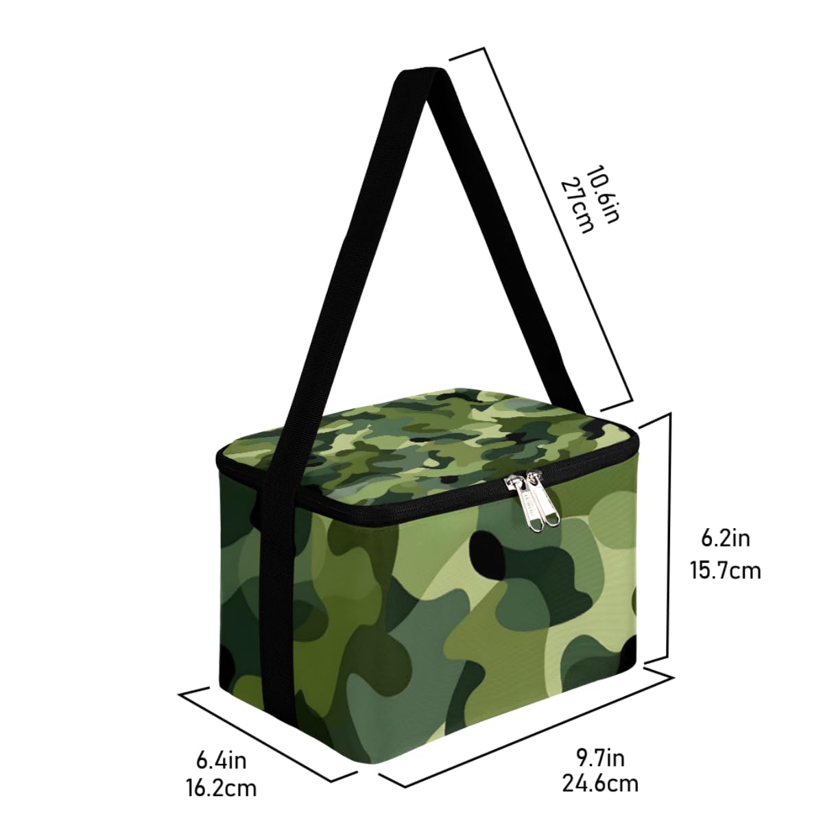 Lunch Bags for Women Men 9 Cans,Fashion Camouflage Green Hot & Cold Food Delivery Bag Insulated Grocery Bag Insulated Lunch Box Camo Skin Cooler Bag for Office Work Picnic Beach