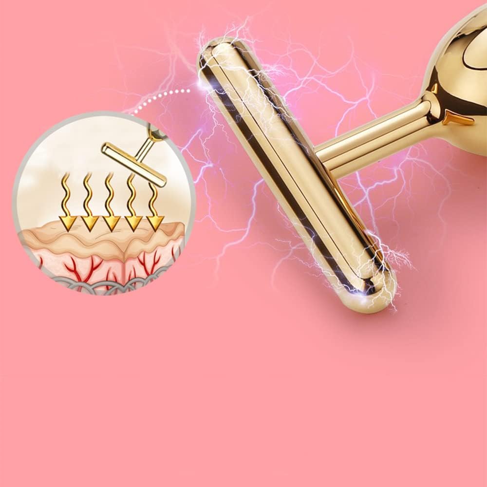 2 in 1 Face Massager Golden Facial Electric 3D Roller and T Shape Arm Eye Nose Massager Skin Care Tools : Beauty & Personal Care