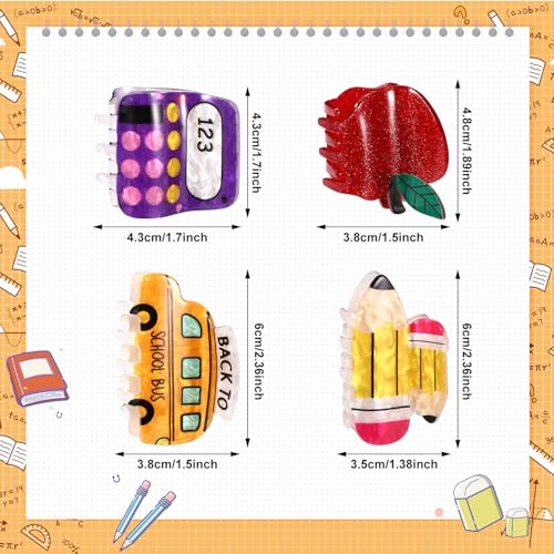 Lyreh 4 piezas clips escolares para cabello miniatura 2