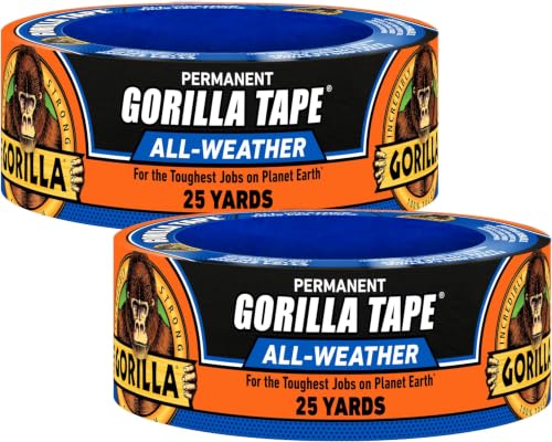 Image of Gorilla All Weather Duct Tape, Black, 1.88 inch x 25 yd | UV Resistant | Waterproof | For Outdoor Repairs | 2-Pack, Pack of 6