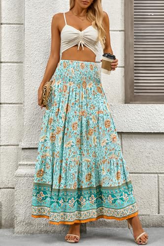 Image of CFLONGE Summer Maxi Skirts for Women 2026 Trendy Floral A Line Boho Skirt