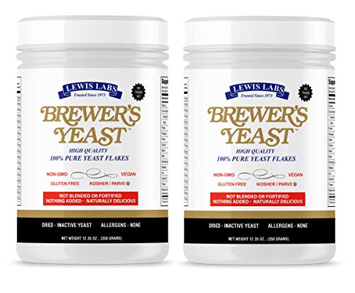 Lewis Labs Brewer's Yeast Flakes | Beer Yeast Is A Rich Source Of Amino Acids, B-Complex Vitamins, Minerals & Protein | Our Pure Bakers Yeast Is Vegan, Keto, Paleo Friendly | Unsweetened, 2 Pack