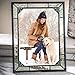 Vintage Picture Frame Green Yellow Stained Glass Displays Vertically or Horizontally Table Top 5x7 Photo Nursery Decor Baby Gift J Devlin Pic 404-57H
