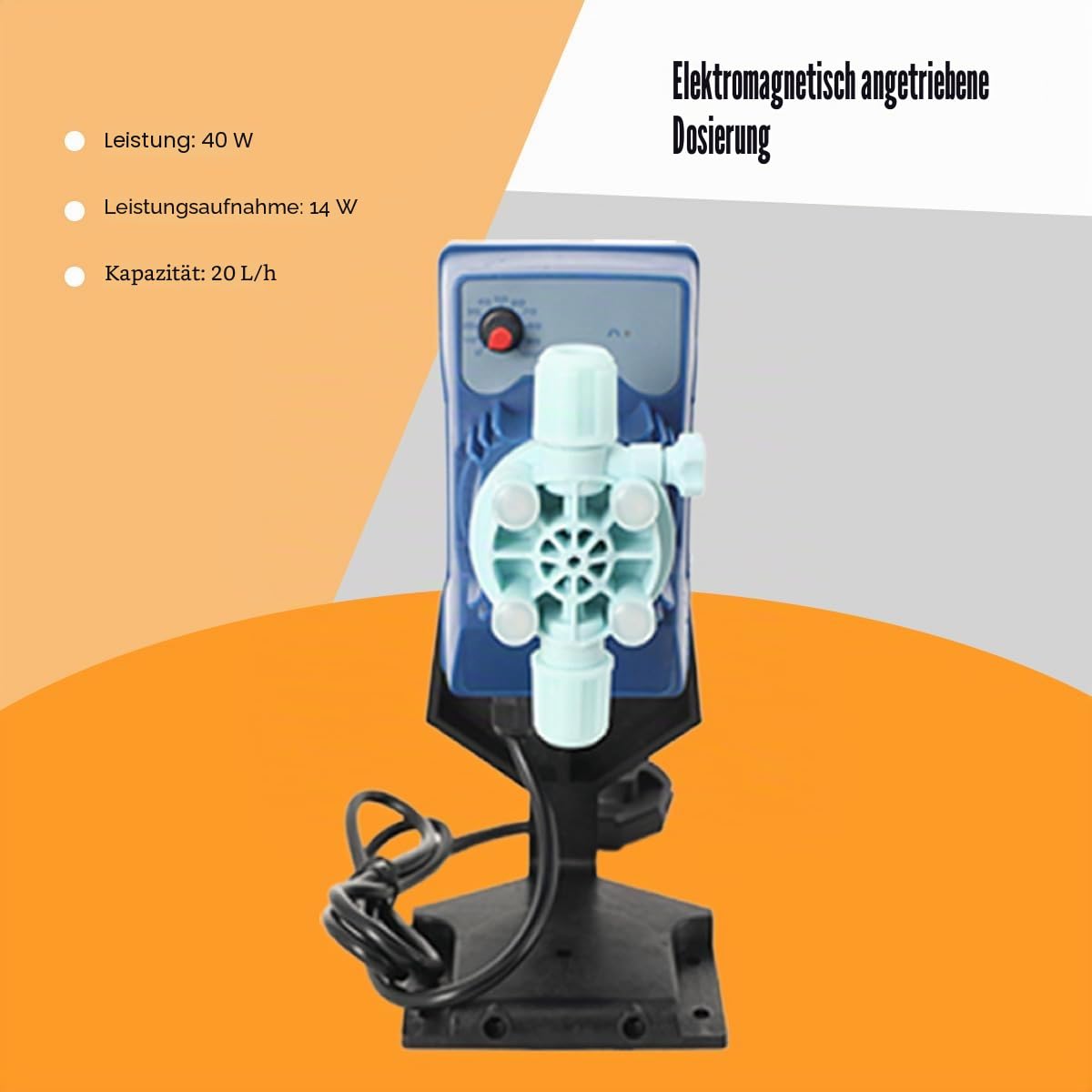 Elektromagnetische Dosierpumpe Membranpumpe, 20L/H 240V 1 Bar | IP65, Einstellbare Dosierpumpe für Flüssigkeitsdosierung