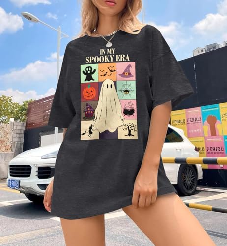 Womens Halloween Ghost Oversized Shirt: in My Spooky Era Tshirt Cute Spooky Season Tees Casaul Halloween Tops for Women3