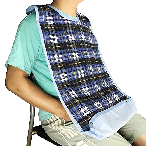 Kirimon Adult Bibs For Eating (3 Pack) - 30" X 19.5" Large Extra Long, Reusable Washable Dining Clothing Protectors With Optional Crumb Catcher - Adjustable Buckle Apron For Seniors, Elderly Or Disabled #TOP7