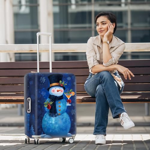 Image of Blue Snowman Luggage Cover, Washable Christmas Suitcase Cover, Travel Suitcase Protector Anti-scratch Bag Cover Holiday Travel Christmas Gift,XL