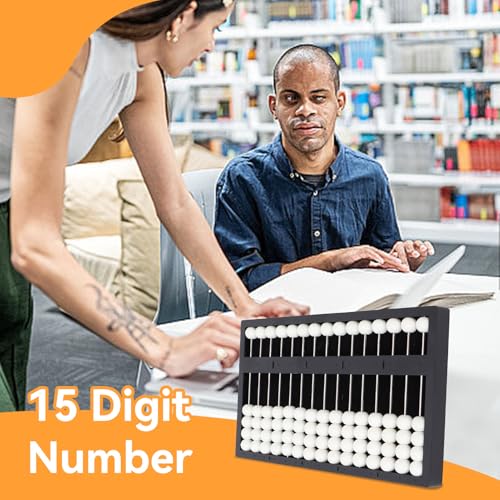 Blinder Abakus, 15-stelliger professioneller tragbarer chinesischer Abakus-Rechner Lernwerkzeuge Schulbedarf für blinde Erwachsene Kinder