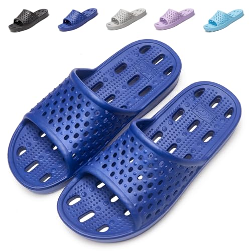 Image of Aoowoll Mens Shower Shoes With Holes Dry Quickly Bath Slippers Womens Non Slip Indoor Home Bedroom Pool Spa Guest College Dorm