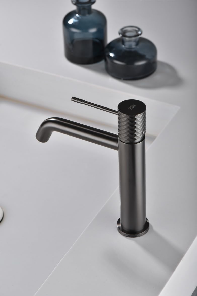 Mice - Grifo monomando para lavabo con tecnología Apertura en Frio para ahorrar energia de latón - Monomando de lavabo - Griferia de Baño para agua fria y caliente Black Gun Metal BDG053-1BGM