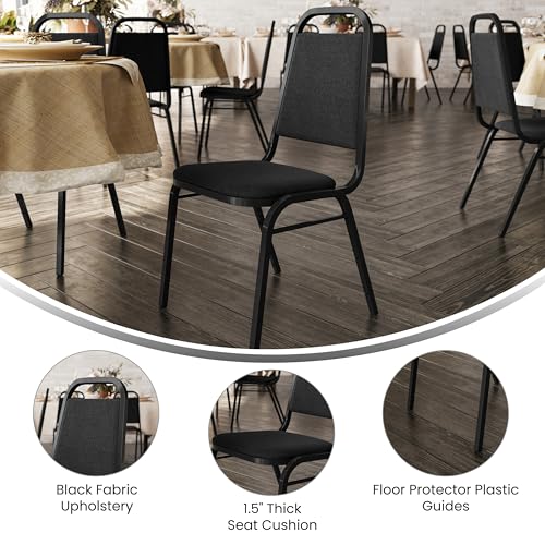 Image of Flash Furniture 4 Pack Hercules Series Trapezoidal Back Stacking Banquet Chair in Black Fabric - Black Frame