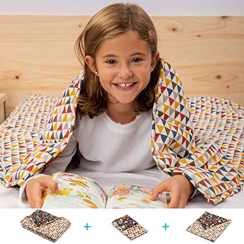 BANBALOO- Manta pesada reversible para niños y adolescentes. Kit Manta ponderada adaptable al cuerpo y funda de almohada/Cubierta lavable opcional. Edredón de gravedad sensorial para mejorar el sueño.