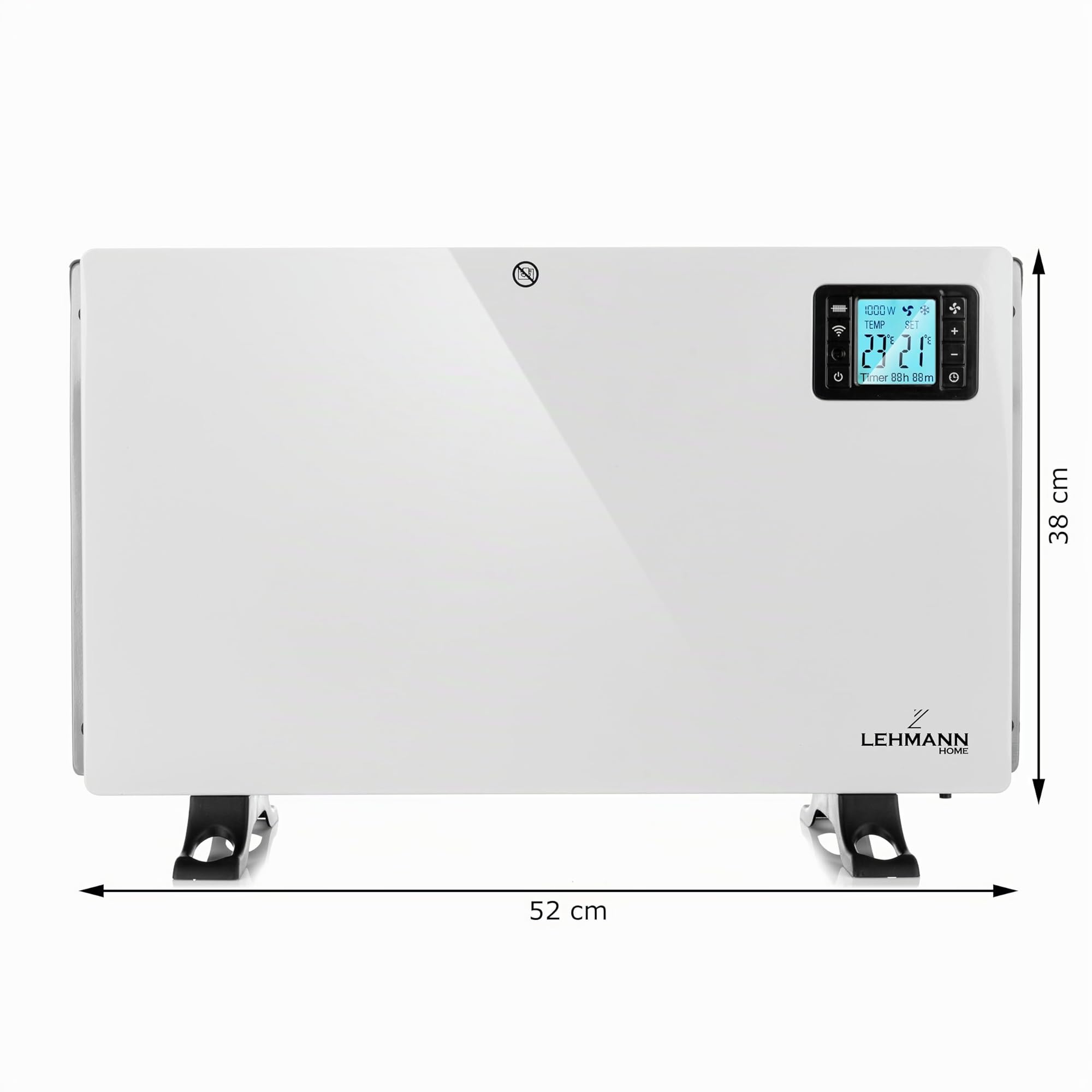 LEHMANN LHOHC-2013C Termoconvettore Elettrico 2000W, con 3 Livelli di Riscaldamento, Termostato Regolabile con Telecomando, Silenzioso, Compatibile con WiFi, Ideale stufa per casa e ufficio