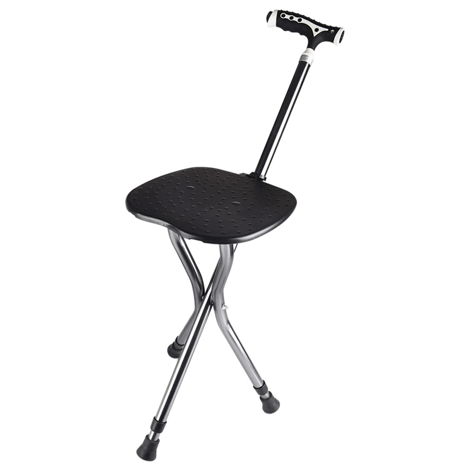 SYALEO Muletas Taburete Plegable para muletas con luz para Caminar, Silla Ligera con trípode de aleación de Aluminio para Adultos, Mujeres y Hombres, con Carga de 100kg para Caminar