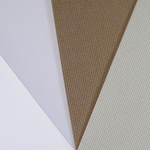 Image of KCS 3 pc of 12 inch x 18 inch(30cmx45cm) 18CT Counted Cotton Aida Cloth Cross Stitch Fabric (White+Cream+Khaki)