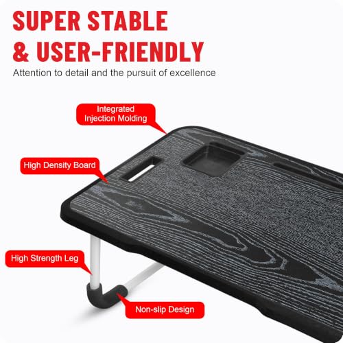 Image of TEKCOOL Smart Multipurpose Foldable Laptop Table with Cup Holder, Study Table, Breakfast Tables, Foldable and Portable /Ergonomic & Rounded Edges /Non-Slip Legs (Black NEW)'