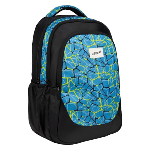 Image of F Gear Panya Black Blue Nested 21L School Backpack|Three Spacious Compartment with Water bottle holder|Lightweight and durable|Comfortable to Carry|Stylish Backpack