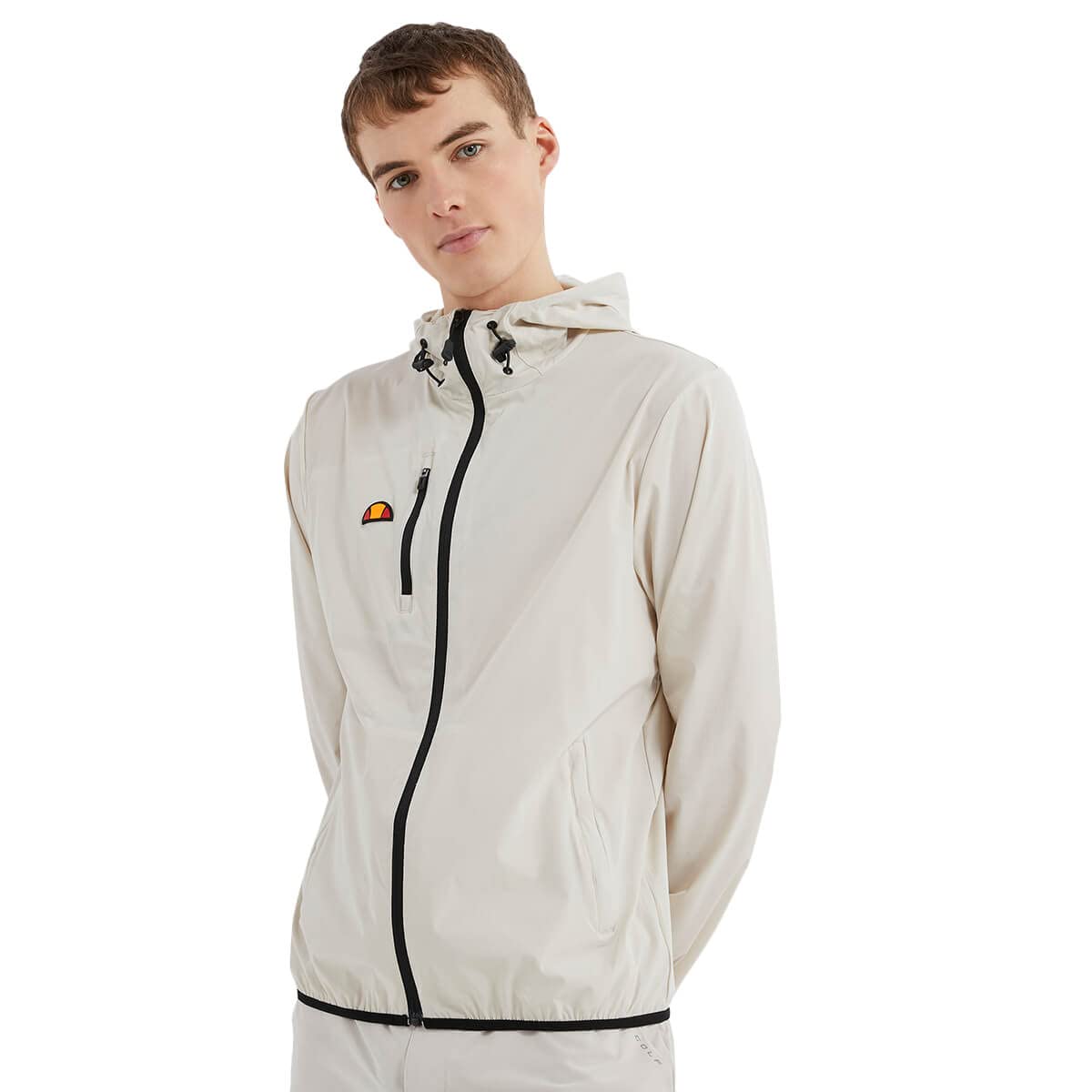 Ellesse Losali Hooded Full Zip Golf Jacket - Stone