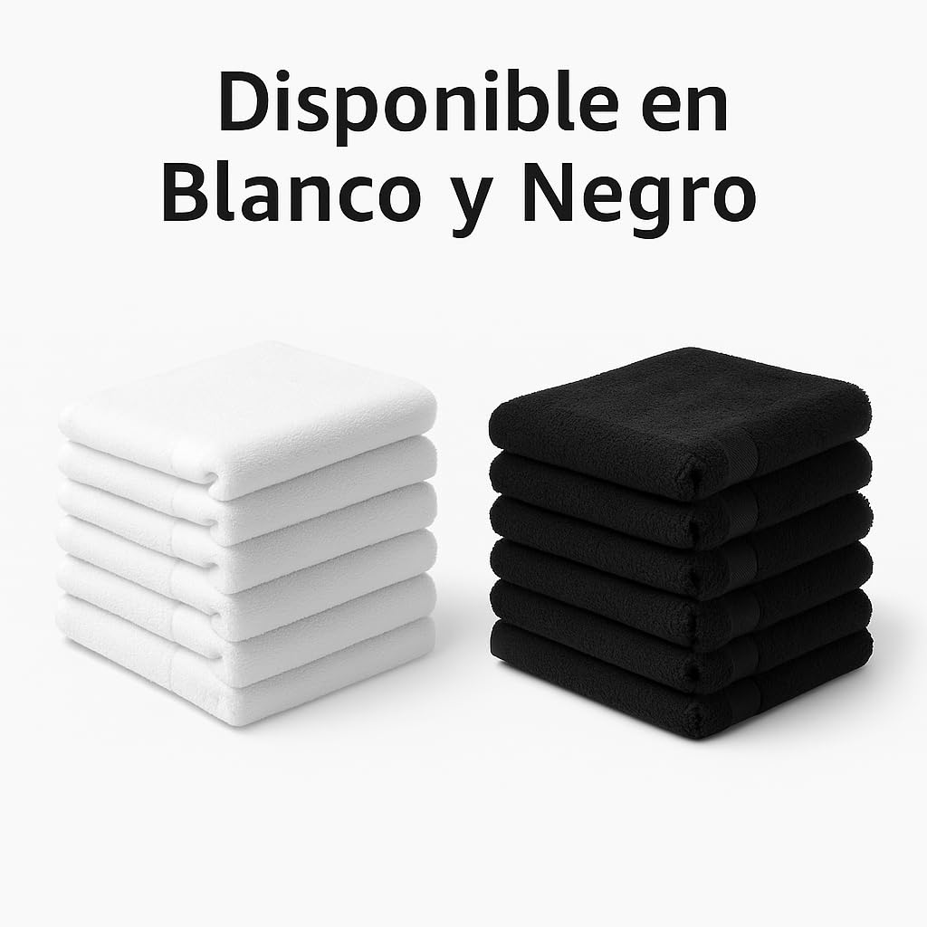 Toallas Peluquería Negras 50x90 cm – Pack de 4 – 100% Algodón 400 gsm – Alta Absorción – Uso Profesional Barbería y Salón de Belleza