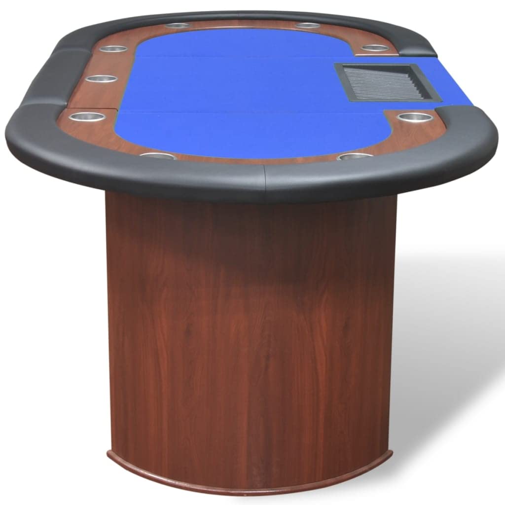 Tavoli, Poker & Tavoli da gioco, tavolo da poker per 10 giocatori con spazio concessionario e vassoio chip blu