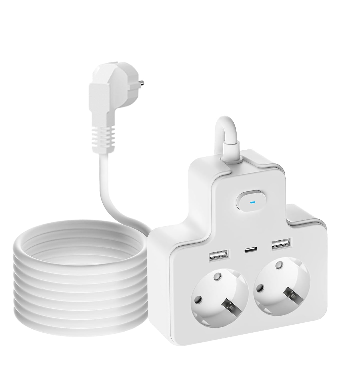 2er-Set Doppelstecker Mit 1x USB-C (20W PD) & 2x USB – 45° Winkel, IP44, Für Steckdosenadapter