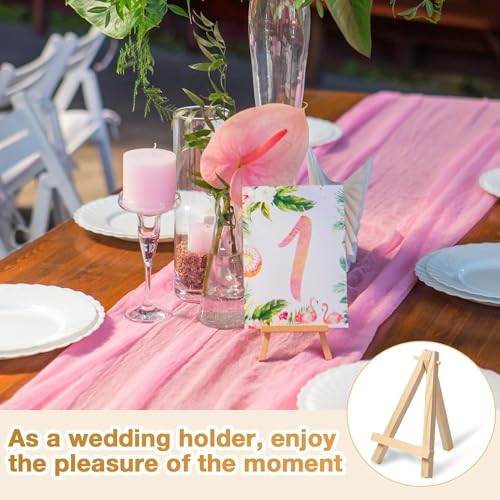 Image of KRAFTMASTERS 5 Inch Mini Wood Display Easel Artist Small Wooden Easel Stand Art Craft Painting Triangle Easel Canvas Holder Mini Easels Pack Tabletop Stand for Card Artist Photos Phone Wedding (5)