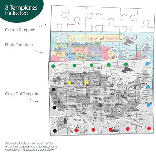 Keeping Busy Dementia Puzzles for Seniors USA Map 24 Piece Puzzle for Seniors with Dementia Color Coded with Templates - Puzzles for Dementia Patients - Puzzles for Dementia Seniors - Dementia Puzzle - Image 4