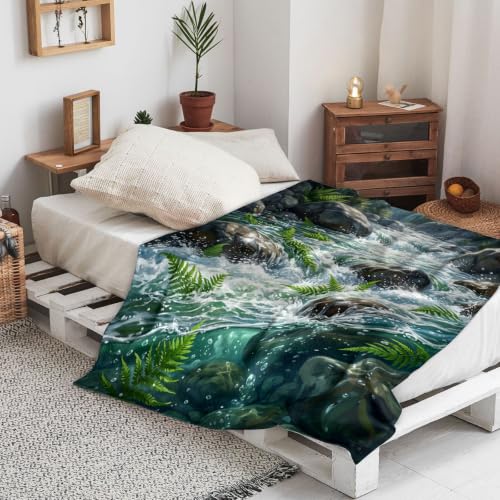 Jeté d'eau en flanelle douce et légère de grande taille bleu doux