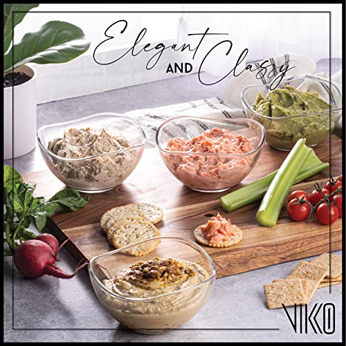 Vikko Glass Bowls, Set Of 6 Decorative Glass Dessert Bowls, 10 Ounce Glass Dish For Dessert, Candy, Kitchen Prep, Dishwasher Safe #TOP3