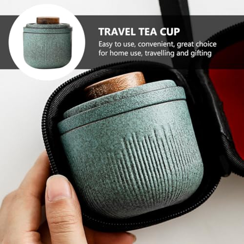 Juego de té portátil de cerámica verde para evitar caídas 5