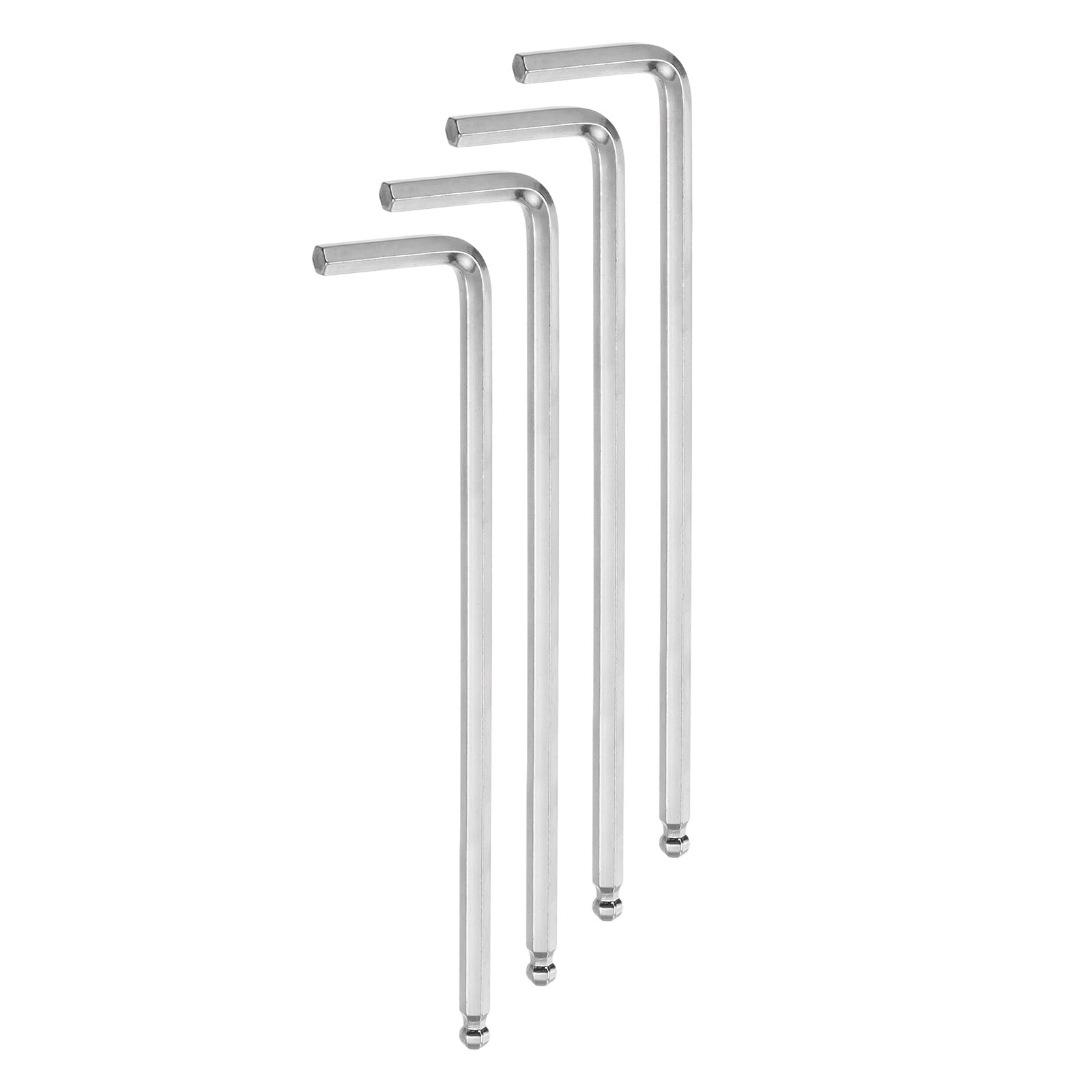 QUARKZMAN 4 Piezas de Llave Hexagonal de Bola de 6 mm, Llave Métrica en Forma de L con Brazo Extra Largo, Herramienta de Reparación de Acero Cromado Vanadio