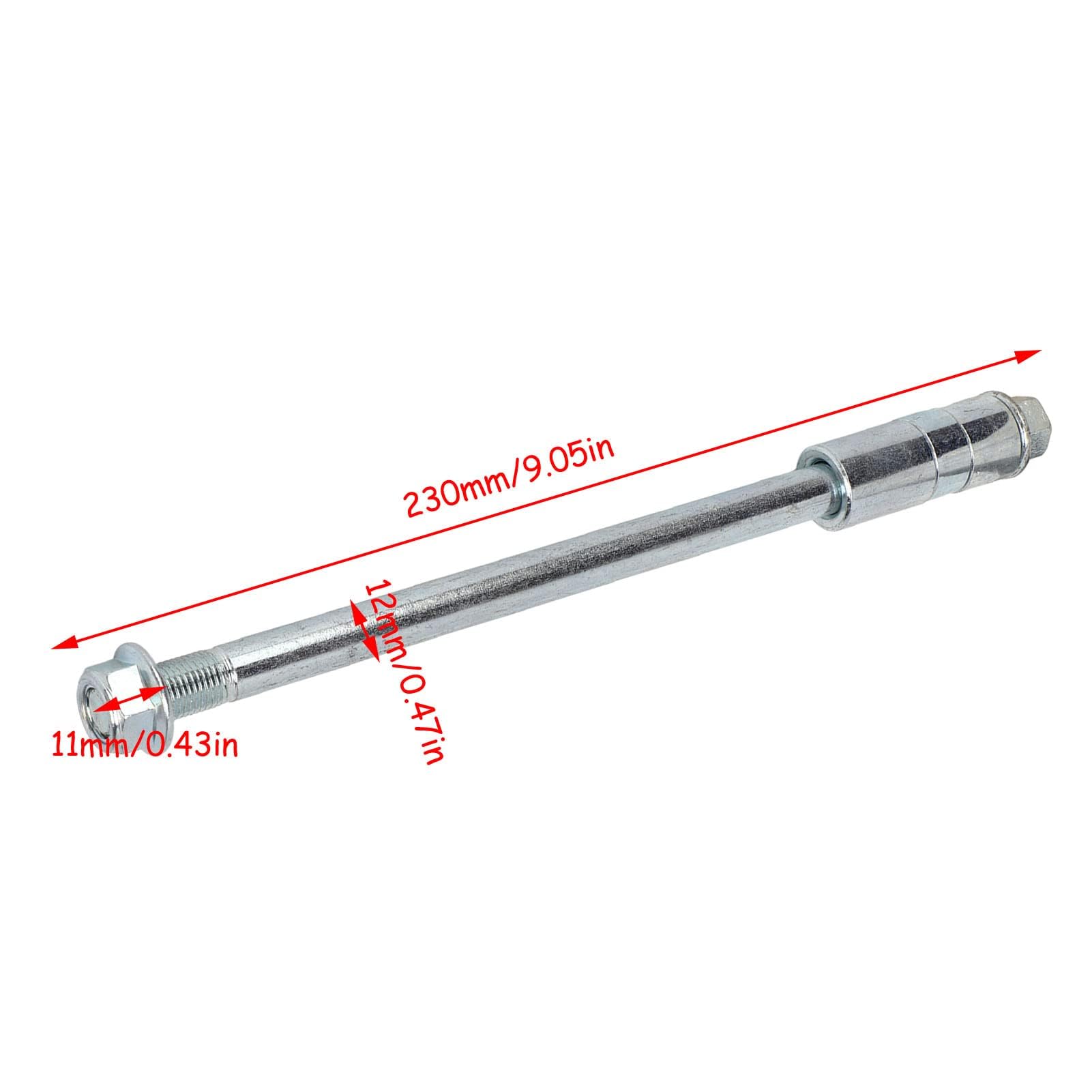 Aramox Essieu de Roue Avant Arrière pour 125 140 Pit Pro Trail Dirt Bike, 12 mm 230 mm, Alliage d'Acier, avec 3 Joints