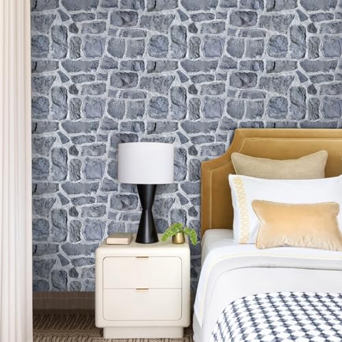 Paneles de pared 3D autoadhesivos estilo piedra gris para decoración DIY en casa 7