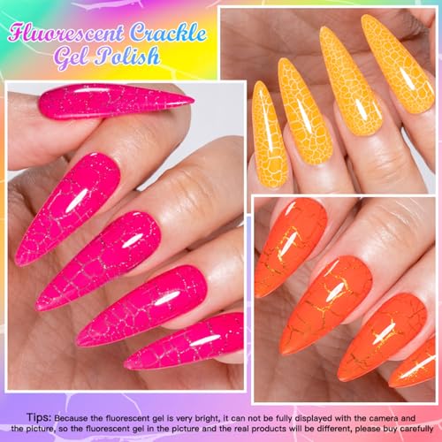 Set de Esmaltes Gel Crackle Neon 6 Colores MEET ACROSS miniatura 7