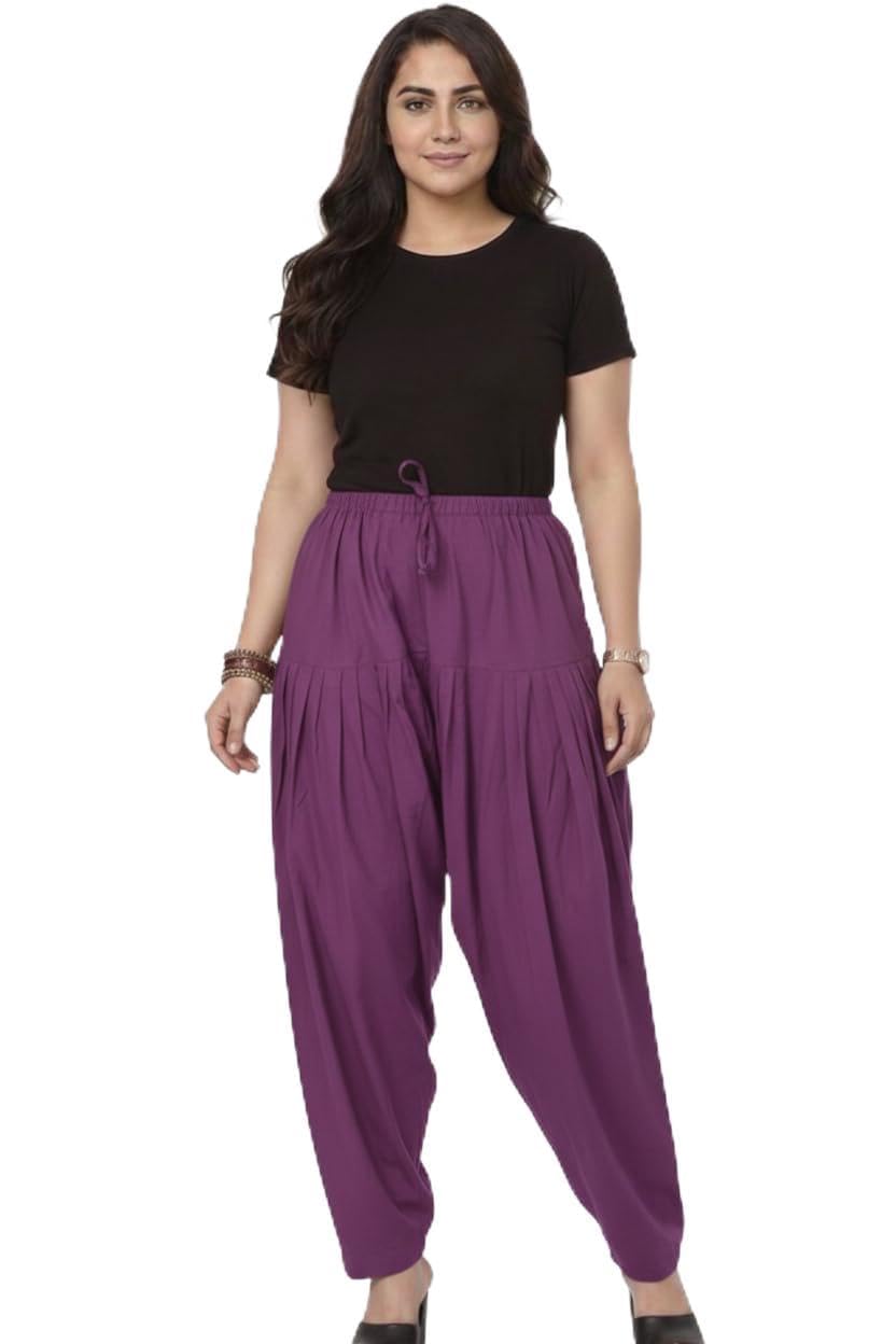 white tulips Cotton Patiala Salwar for Women | 100% Pure Cotton Readymade Patiala Pant | Free Size Adjustable Waist| Comfortable Ethnic Salwar | Patiyala Salwar | Patiala-picture-17