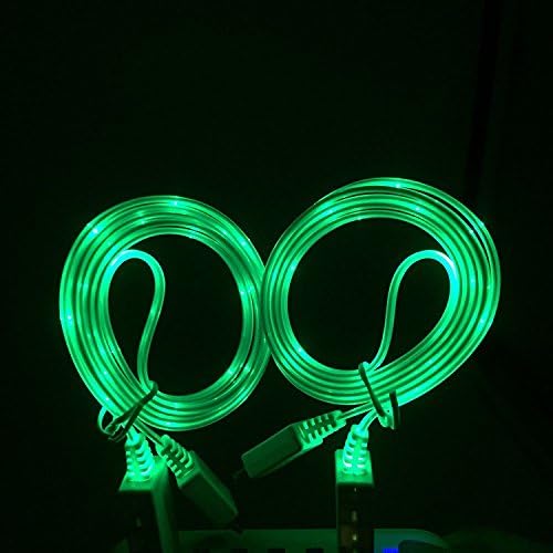 KGK 2 PECES!LED LIGHT UP LUMINESCENT Micro USB Charge & Sync Cable FOR Samsung Galaxy s6 S4 S4 Mini, Nexus 6, Motorola Moto G X , LG G3,LG G4, Vigor, G2, HTC One M8 M7(GREEN)