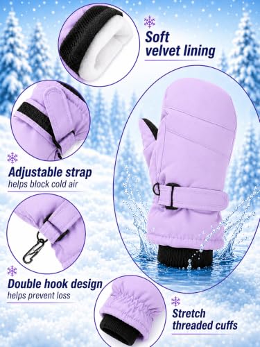 Image of Newcotte 6 Pairs Winter Ski Mittens Kids Waterproof Warm Snow Gloves for Boys Girls Cold Weather Outdoor Activities