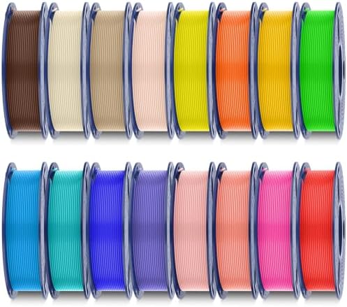 SUNLU 250G*16 PETG 2.0 Filament Bundle, 16 Farben Multicolor Filament | 250g pro Spule, 16 Spulen Vakuumverpackt, Insgesamt 4kg, Verbesserte PETG 2.0 Formel