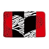 Sunhe Leopard Zebra Print Bath Mat Black Red African Animal Leopard Cheetah Zebra Skin Pattern Romantic Heart Modern Print Microfiber Memory Foam Home Door Bathroom Mat/Bath Rugs