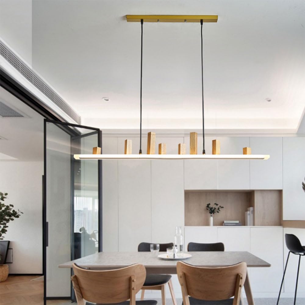 ASerZenith 72W Long Iron Chandelier Dimmable Modern Led Pendant Light Minimalist Hanging Lamp Suspension Light