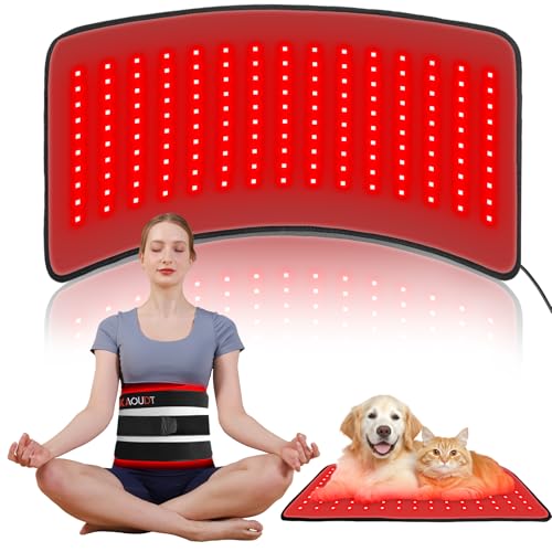 Red Light Therapy Mat for Body 24 x 12 FSA Eligible HSA Red Light Therapy Pad for Back Pain 660nm & 850nm Infrared Light Belt for Joint/Muscle Medical-Grade TPU Light Wrap with Timer(Black)