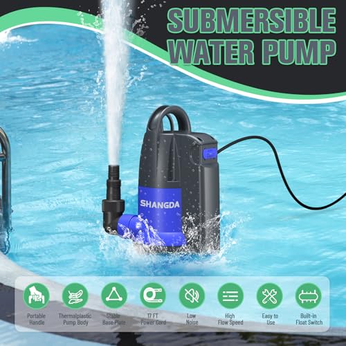 Image of Submersible Water Pump Automatic Sump Pump 1HP 4500GPH Built-in Float Switch Portable Utility Pumps with Adapters for Pool Draining Hot Tub Rain Barrel Flooded Basement